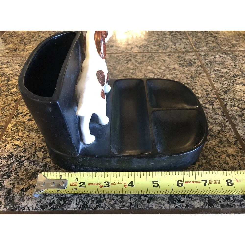 Vintage Ceramic Cocker Spaniel Hunter's Men’s Dresser Caddy Cuff Links Tie Bars